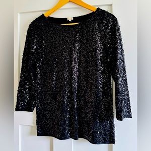 J Crew Women’s black sequin top. Size extra small